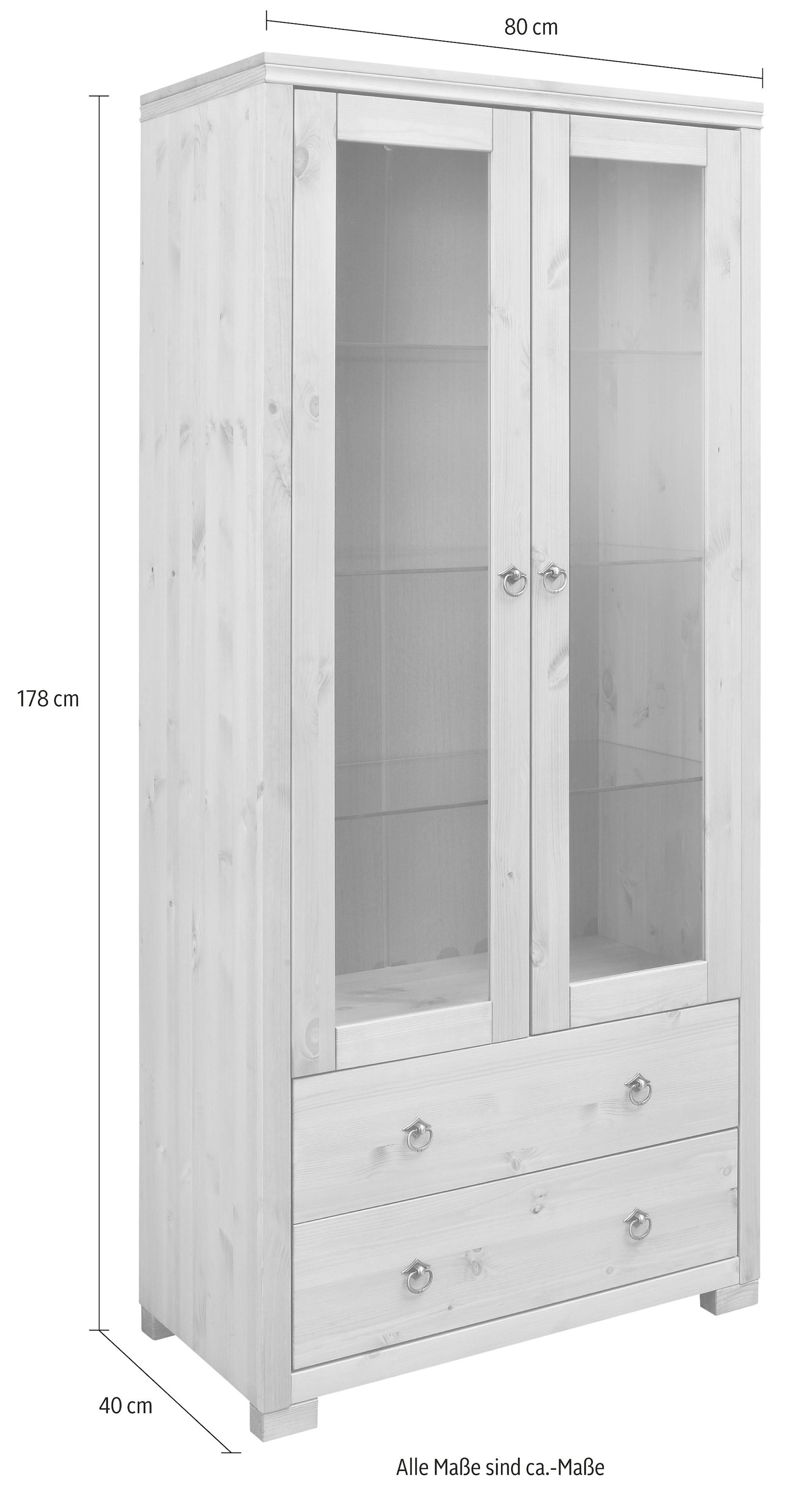 Home affaire Vitrine »Gotland« Breite 80 cm, Höhe 178 cm, mit Glastüren, aus massiver Kiefer, FSC®