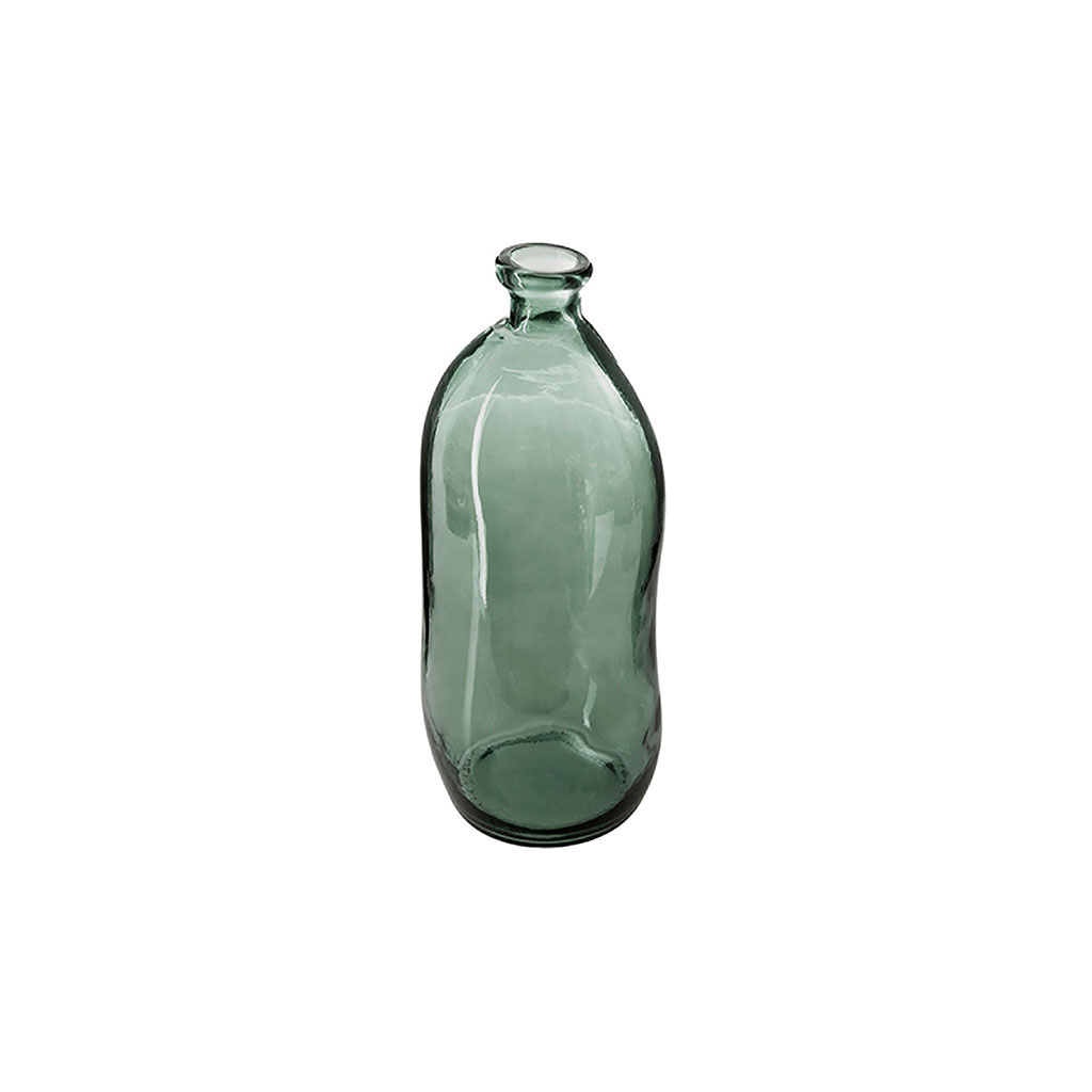 Vase décoratif bouteille verre recyclé kaki H 35cm