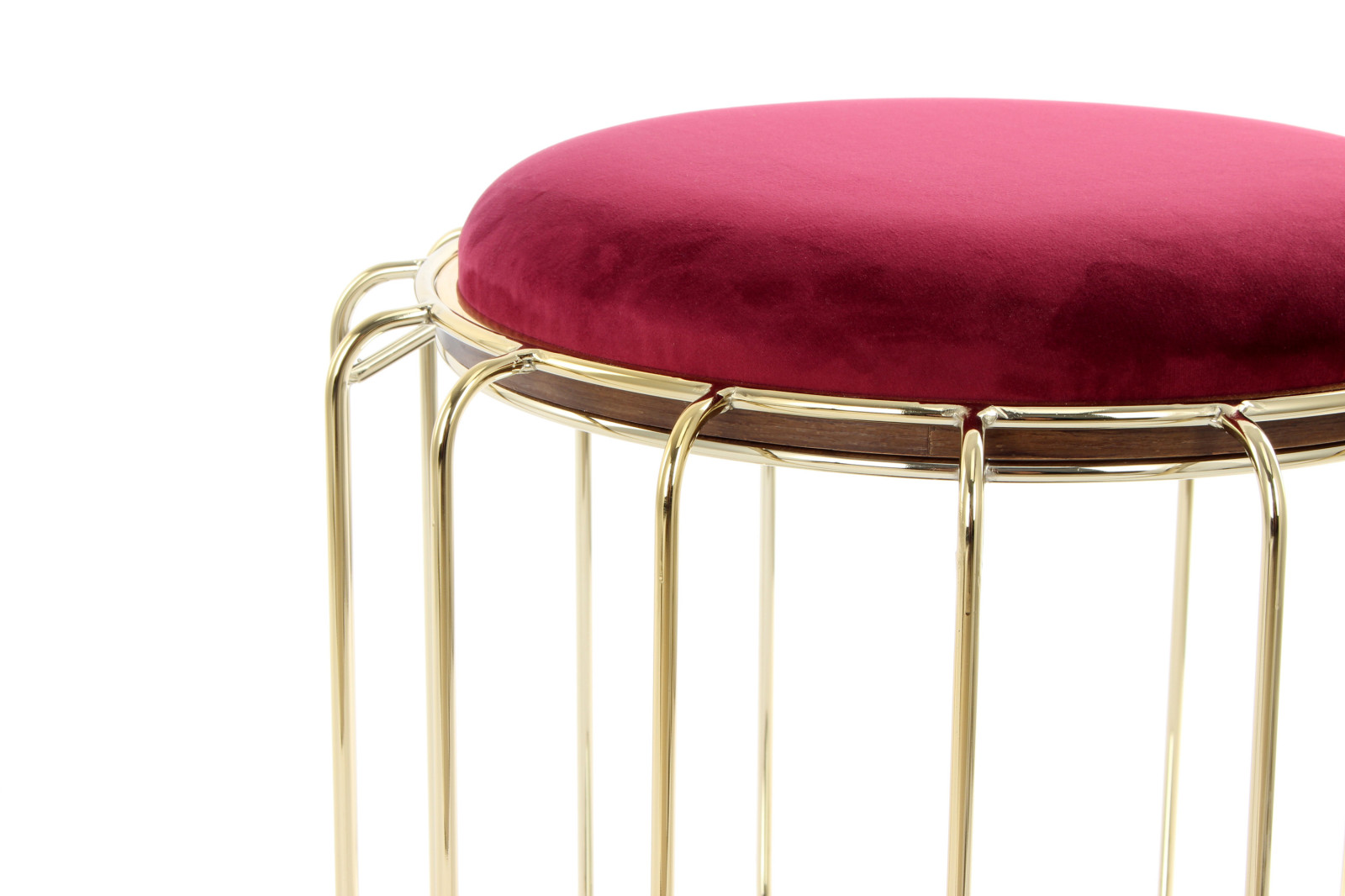 Tisch-Hocker COMFORTABLE - rot-gold - Metall