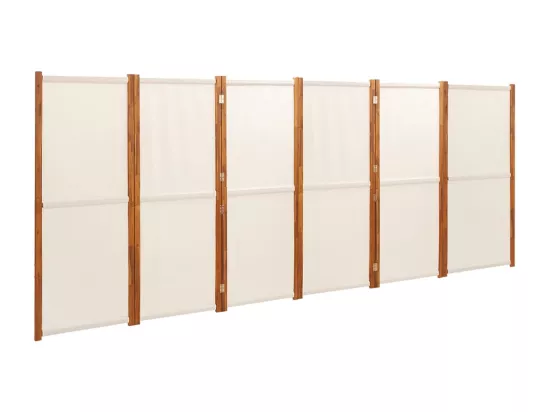 Cloison de séparation 6 panneaux Blanc crème 420x180 cm