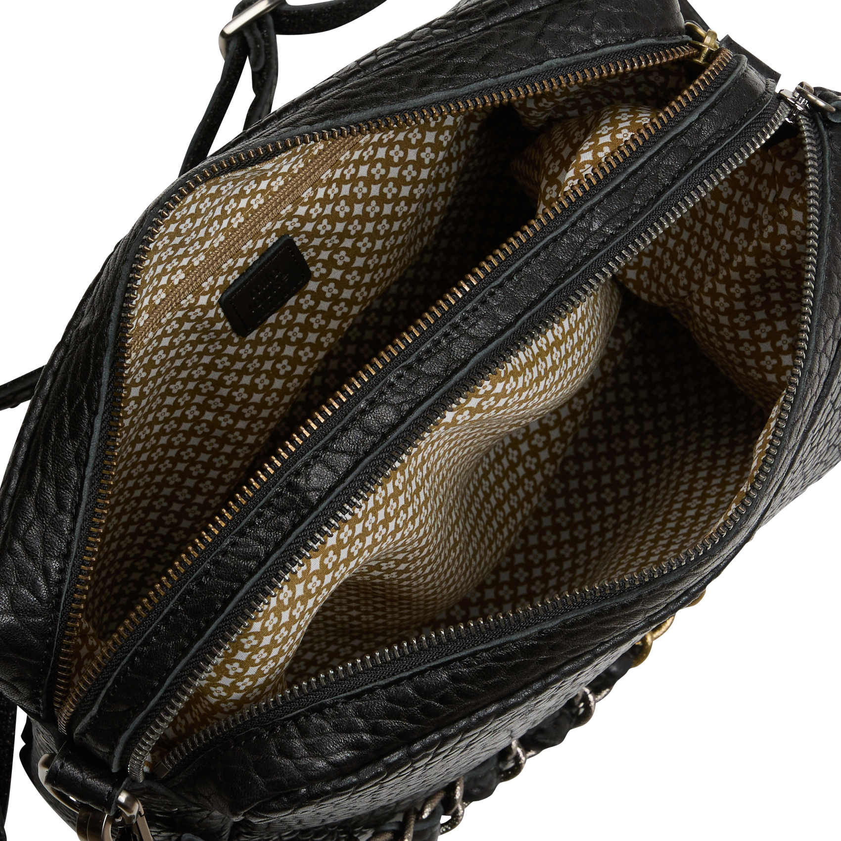MAMA - Sac bandoulière en cuir embossé| Noir