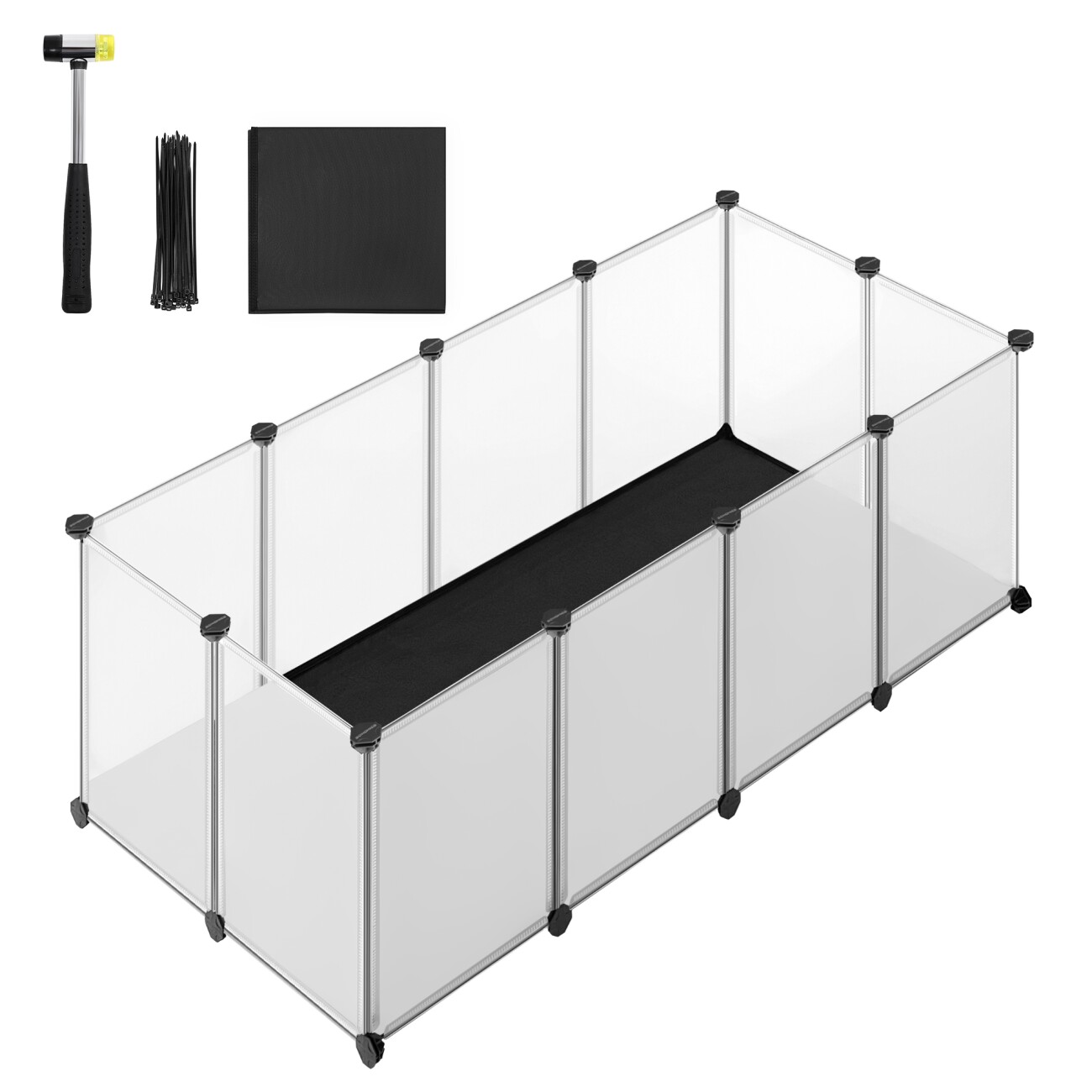 SONGMICS L-XL Kleintiergehege mit wasserfester Unterlage weiß 1,25 m, 63 cm, 42 cm