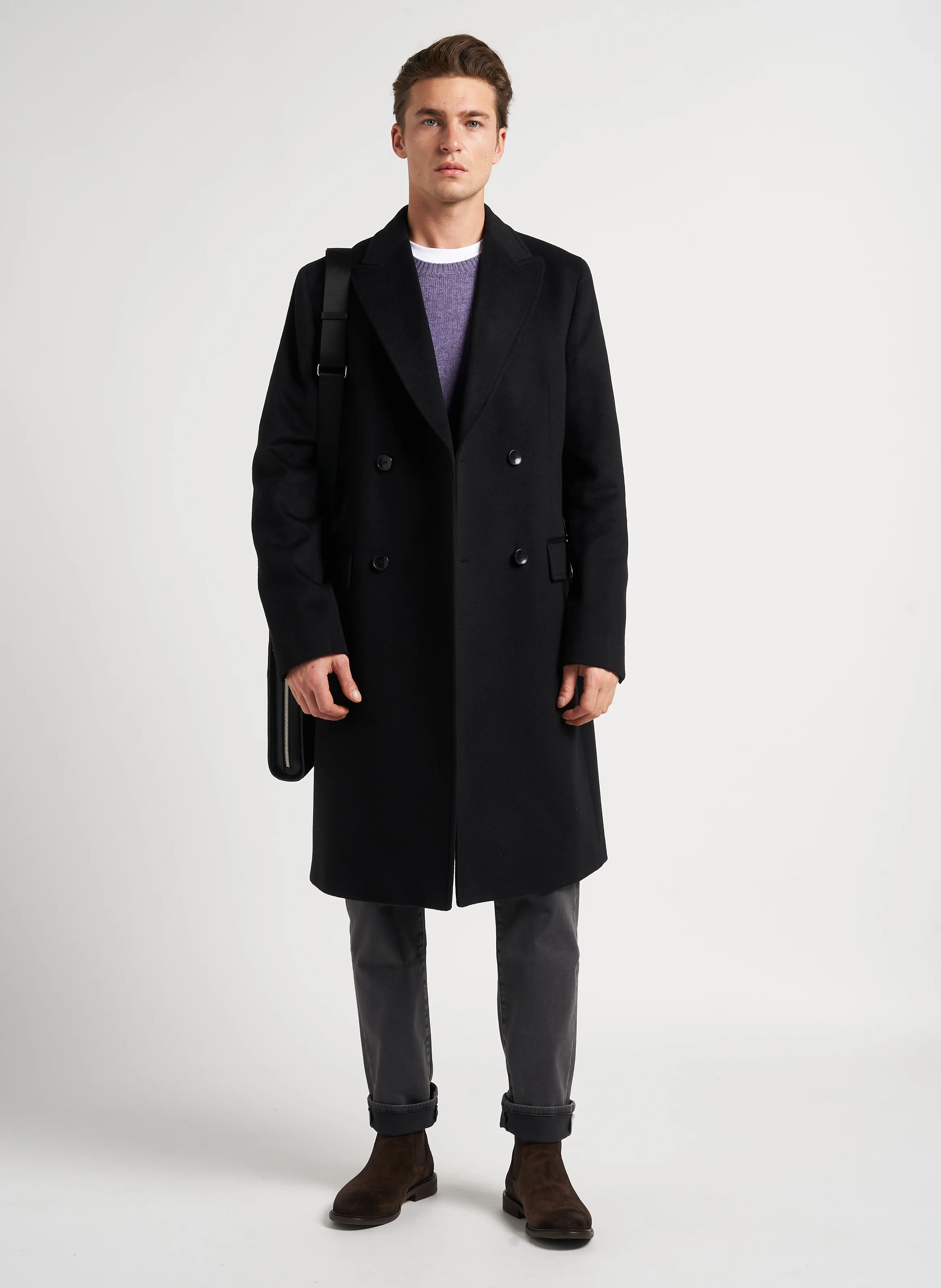 Pull col rond en laine| Violet
