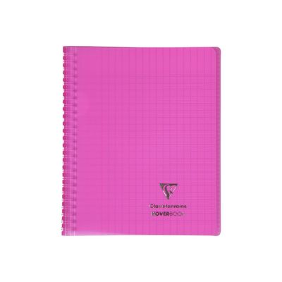 Clairefontaine Koverbook - Cahier polypro spiralé - 17 x 22 cm - 160 pages - grands carreaux (Seyes) - disponible dans différentes couleurs