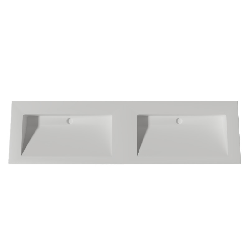 Lambini Designs Flora solid surface wastafel 160cm zonder kraangaten wit mat