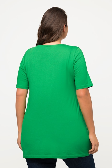 T-Shirt, Zierfalten, A-Linie, Rundhals, Halbarm, Modal
