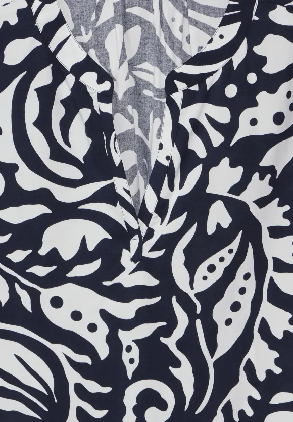Print Blusenshirt - deep blue