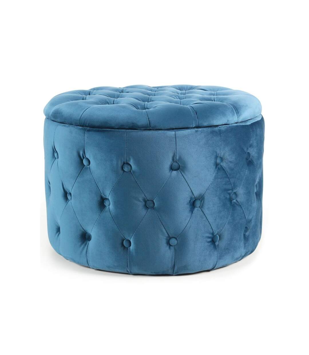 Paris Prix - Pouf Rond Design En Velours visalni 60cm Bleu