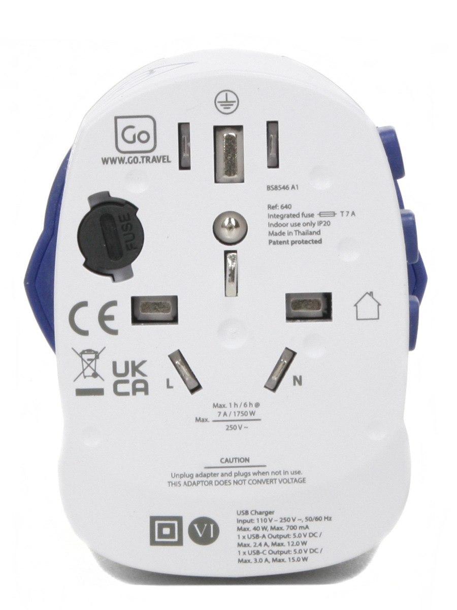 Adaptateur Go Travel Electrique Monde USB A + USB C