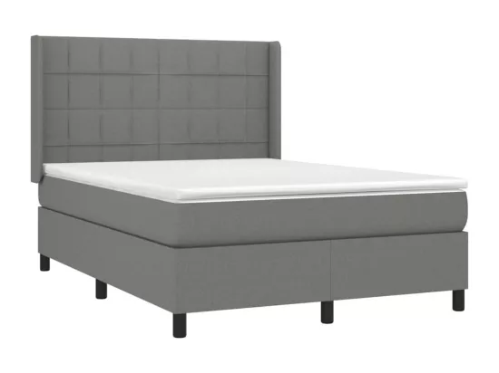 Sommier tapissier et matelas et LED Gris foncé 140x190 cm Tissu