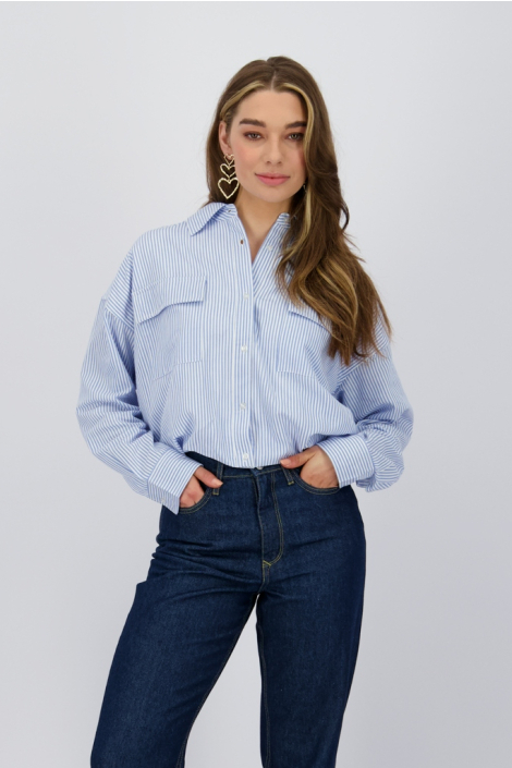 Raizzed blauwe dames blouse
