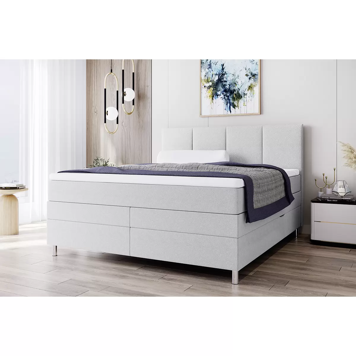Boxspringbett Messina 180x200 Hellgrau