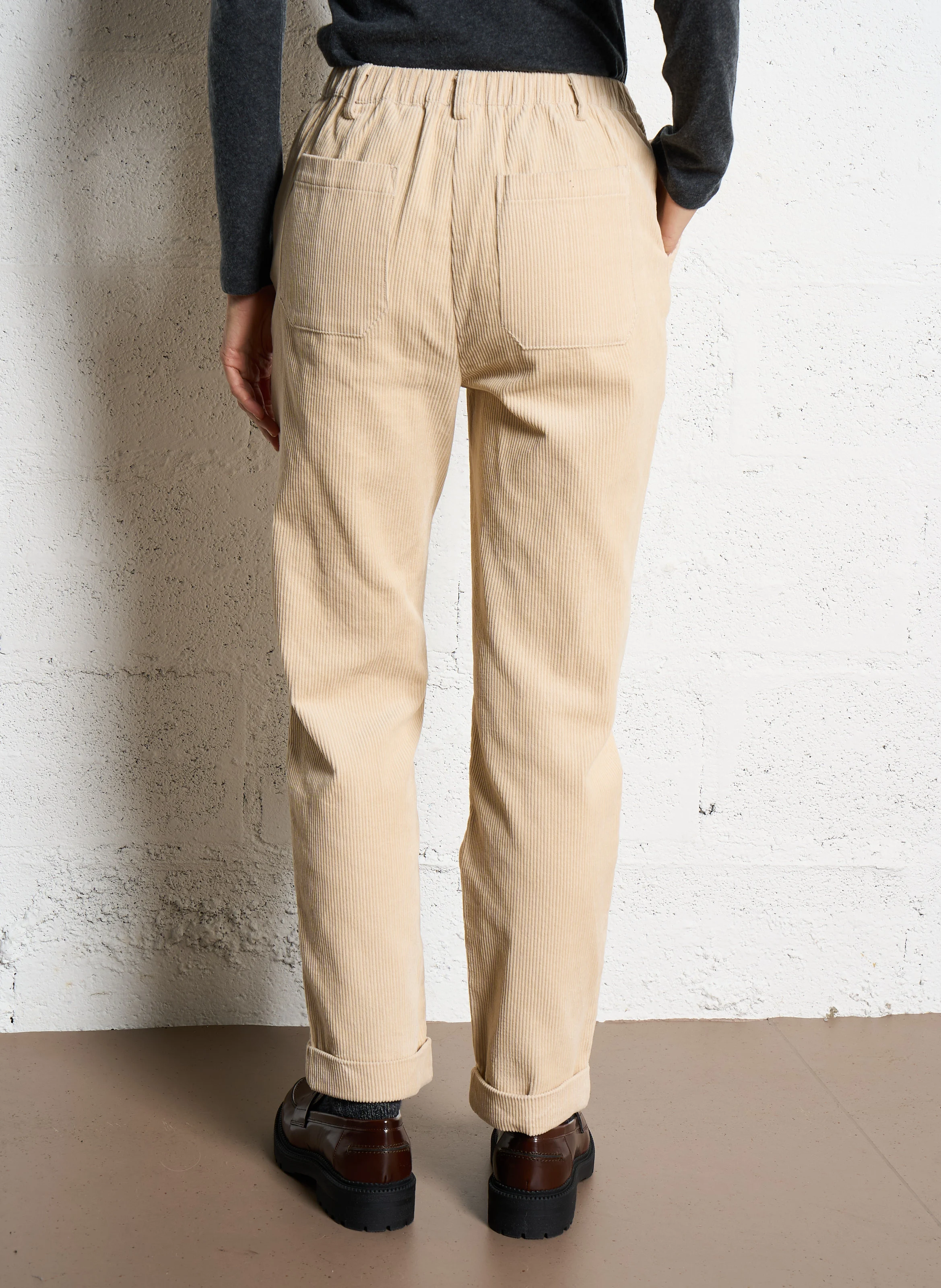 RANCY - Pantalon droit velours en coton bio | Blanc