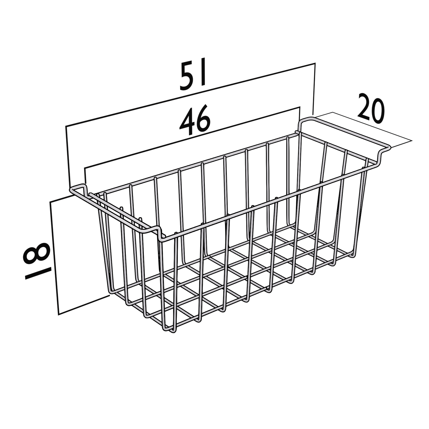 TroniTechnik® Aufbewahrungskorb 48cmx18cmx20cm, Einlegekorb, Gefrierschrank Organizer, Drahtkorb aus Eisen mit PE-Beschichtung, Weiß