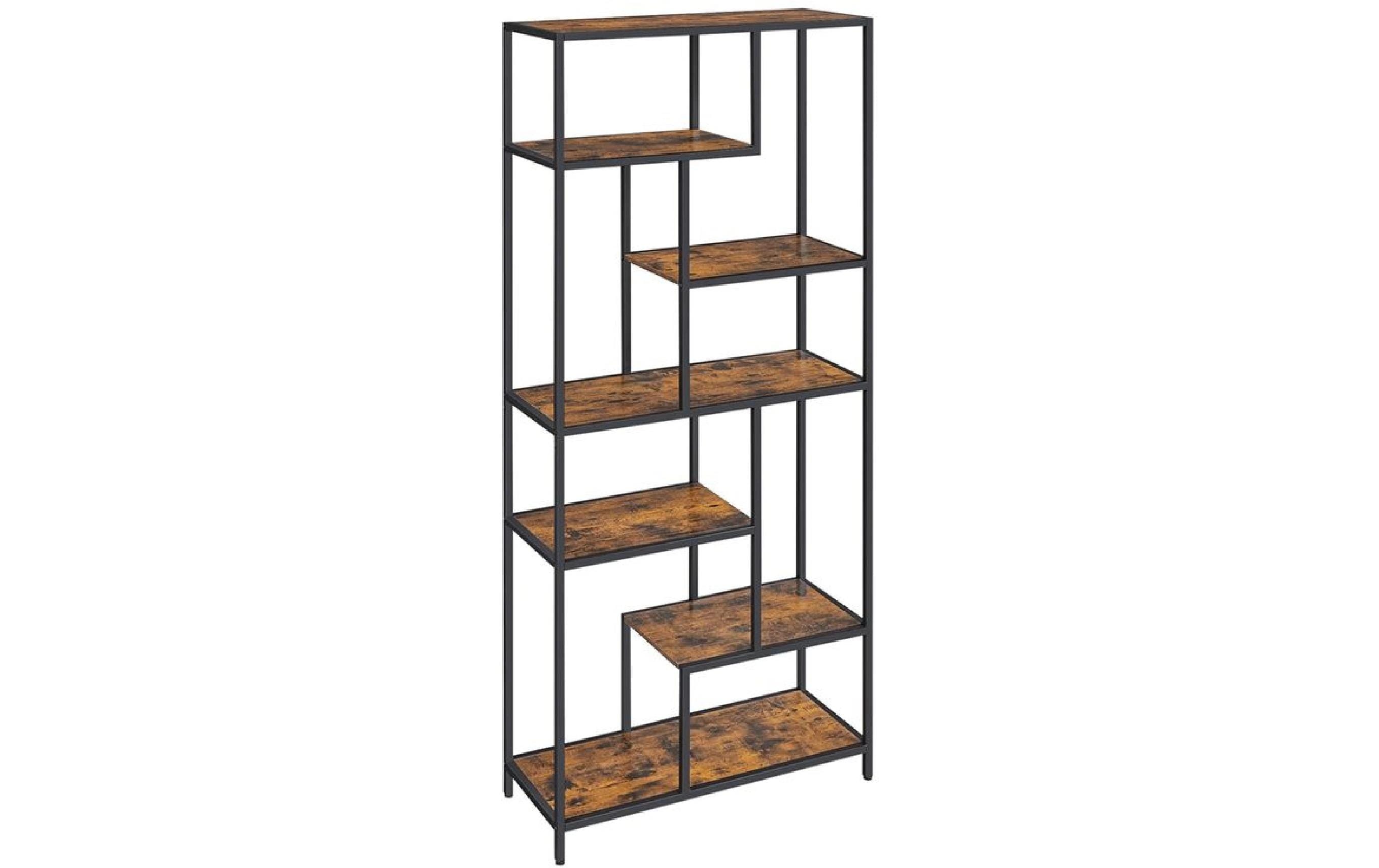 Regal mit 6 Ablagen 80 x 180 cm, Braun/Schwarz<br>Bücherregal