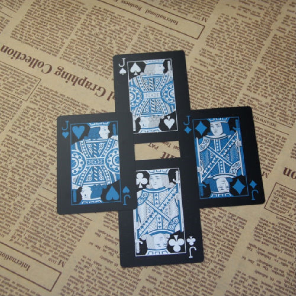 (54er Set) Poker Karten Deck Wasserfestes Jasskarten Spiel - Schwarz / Blau