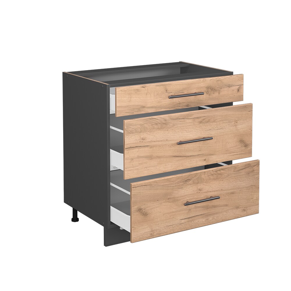 Vicco Schubladenunterschrank Küchenschrank Küchenmöbel Fame-Line Anthrazit Eiche Goldkraft 80 cm modern Küche Einbauküche Drehtür Blende Schublade Küchenunterschrank Küchenzeile