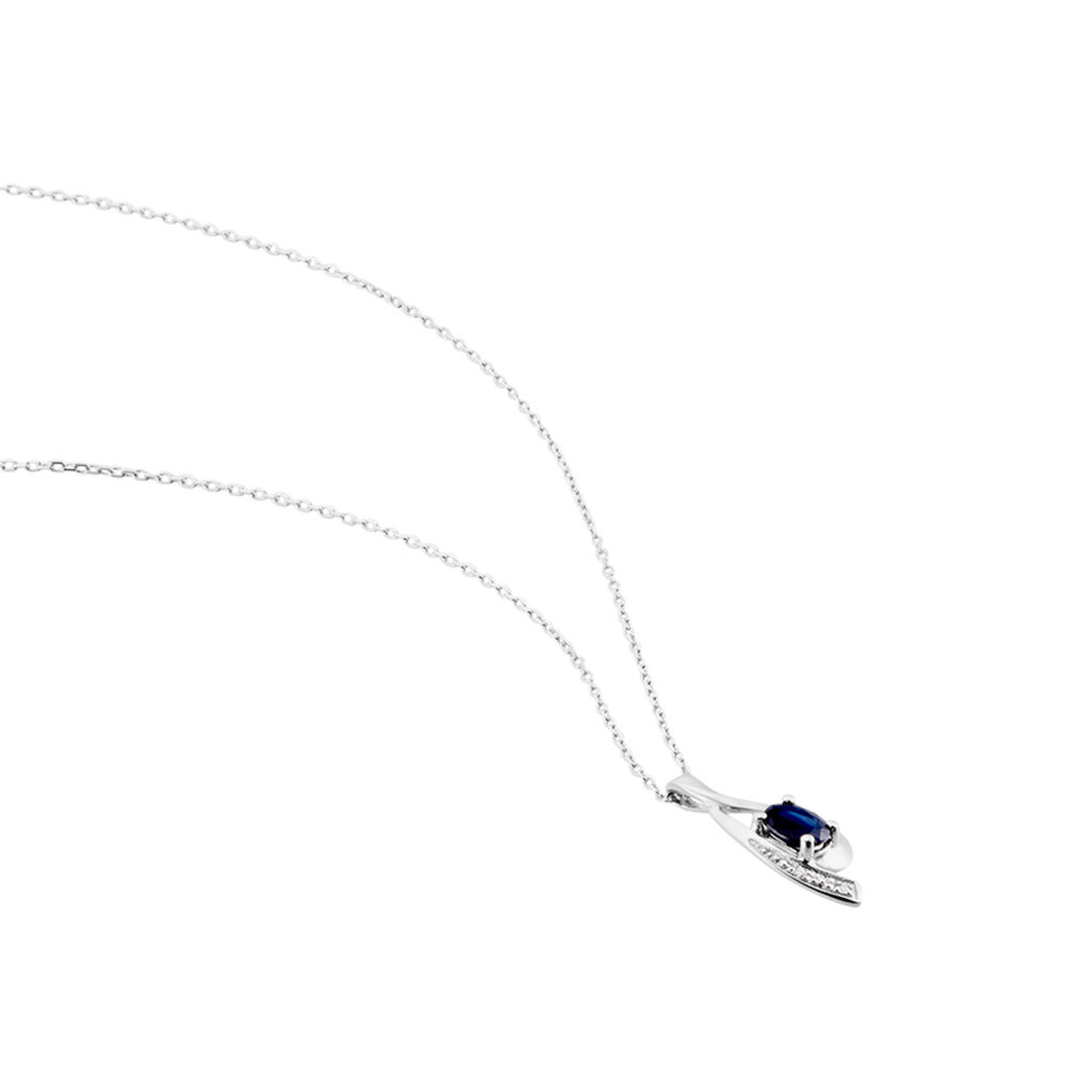 Collier Sagesse Or Blanc Saphir Et Diamant