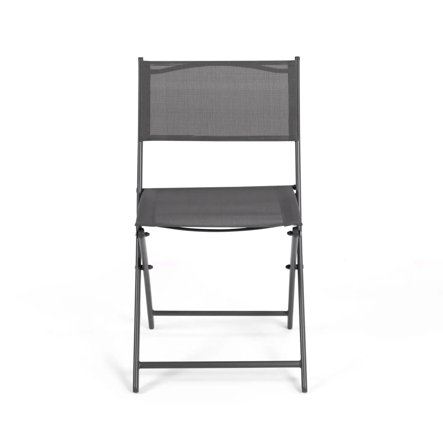 Lot de 4 chaises de jardin pliantes BASTIA métal et textilène gris anthracite