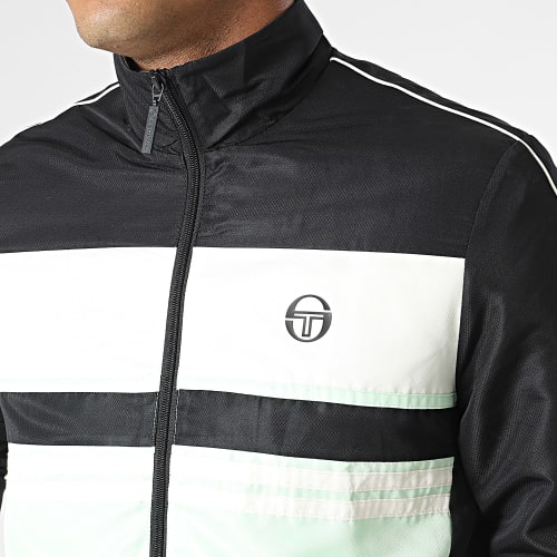 Ensemble De Survetement A Bandes Ryo 40388 Noir Vert Clair