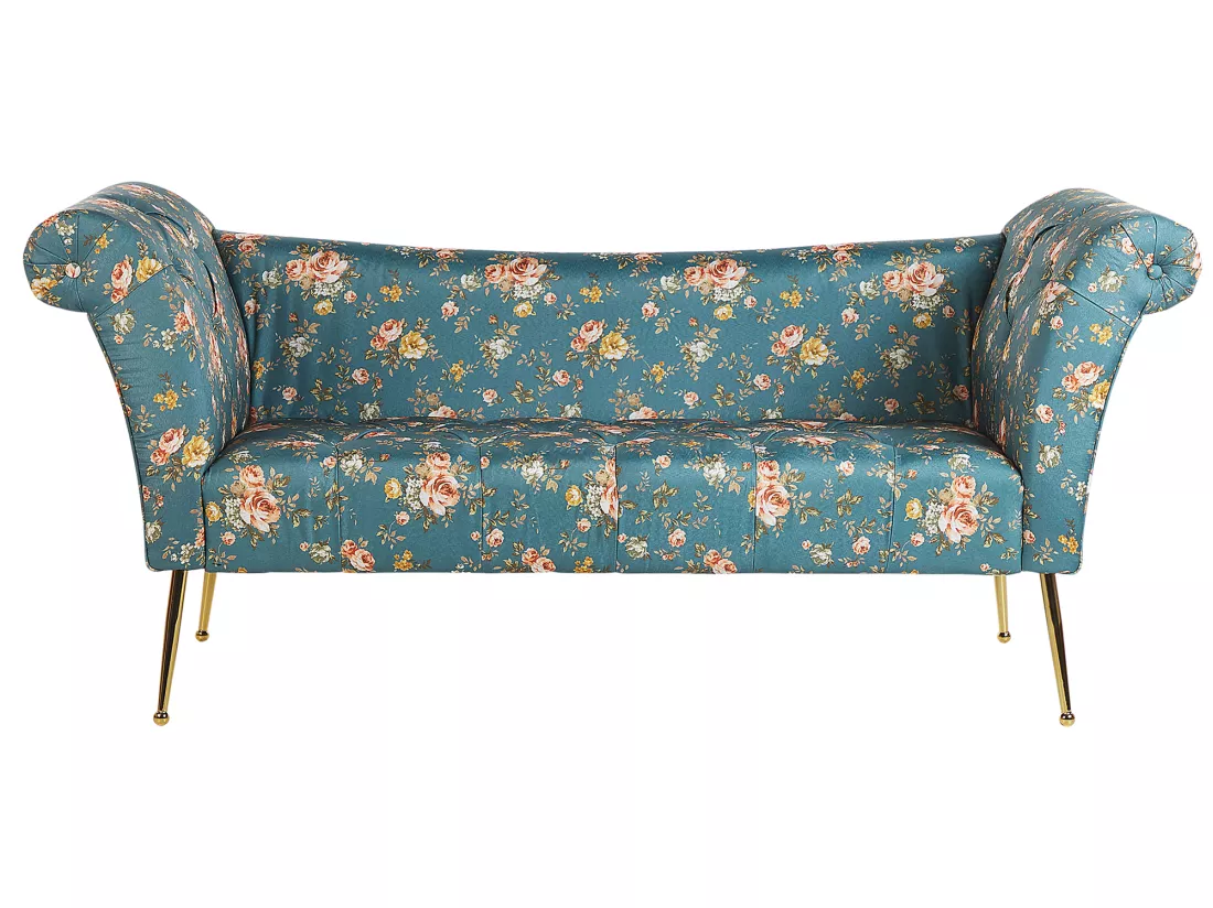 Chaise longue à motif floral bleu NANTILLY