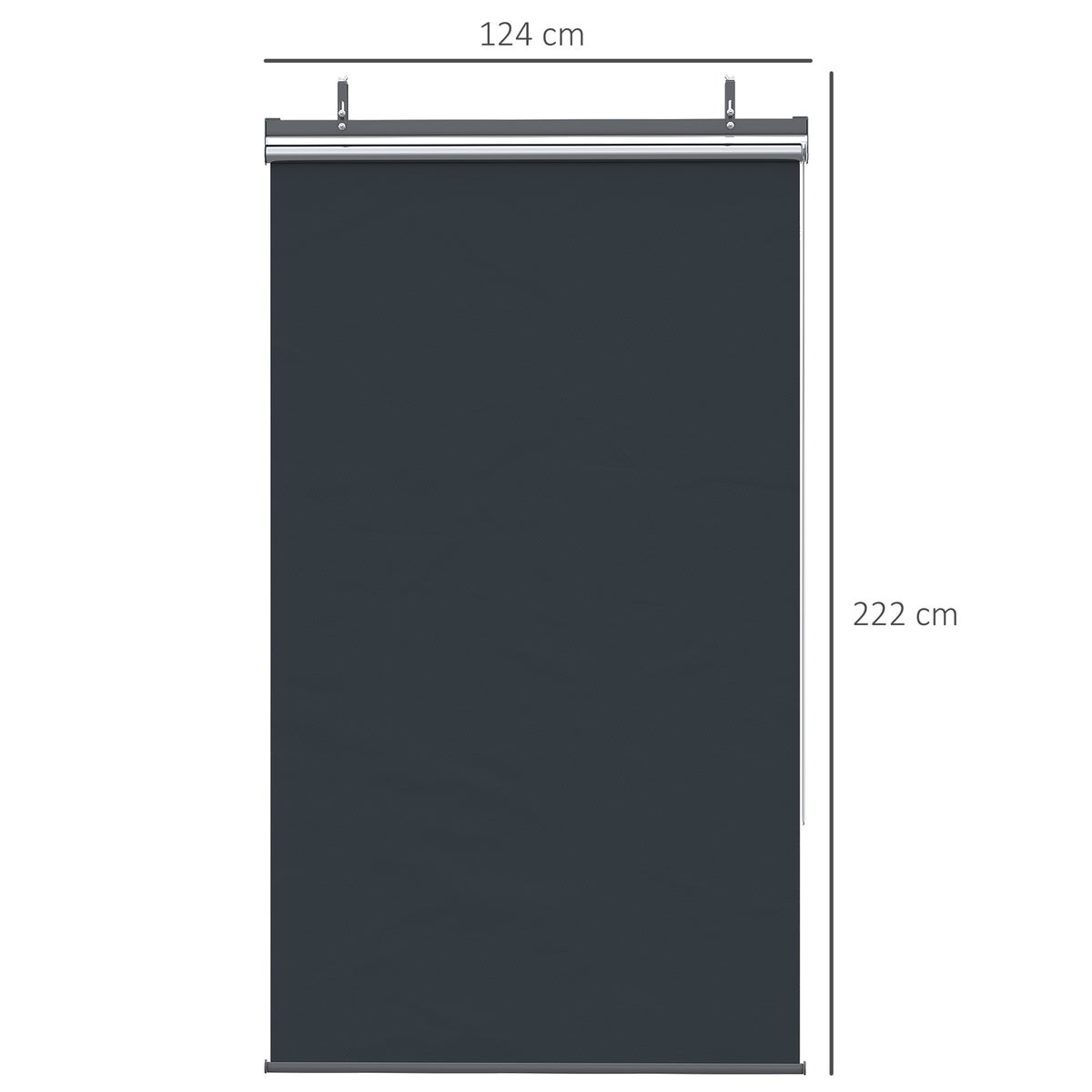 Outsunny verticale zonnescherm, balkonscherm met zonwering, haken, 124 x 222 cm, polyester, donkergrijs