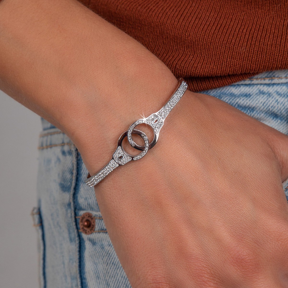 Bracelet menottes SC Crystal orné de Cristaux scintillants