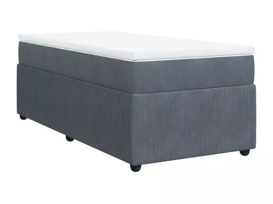 Sommier à lattes de lit et matelas Gris foncé 90x190 cm Velours