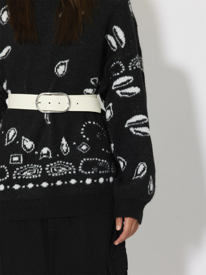 Something New SNANNI LS KNIT PULLOVER W. SCARF - Black/jacquard
