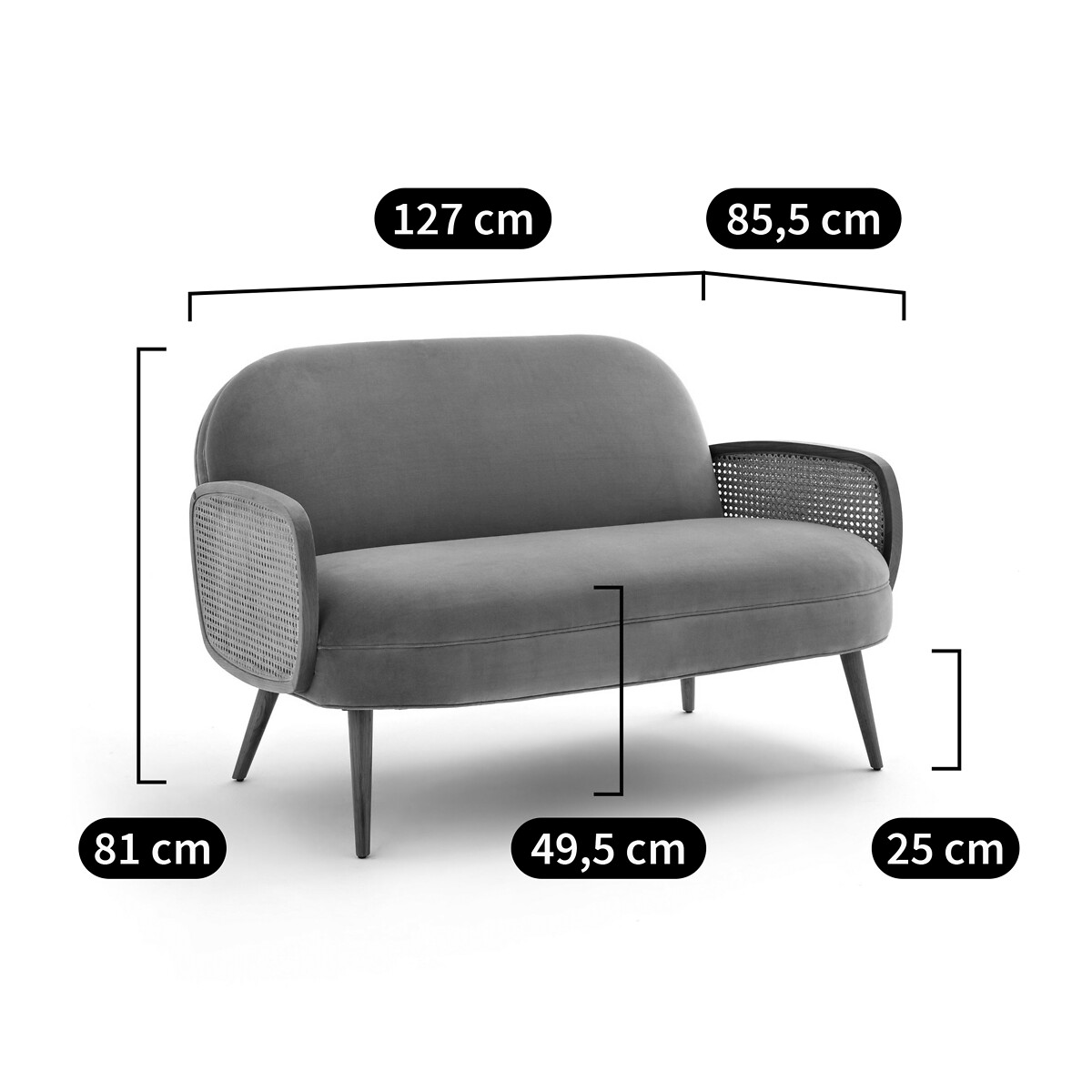 LA REDOUTE INTERIEURS<br>Sofá em veludo e trançado, Buisseau