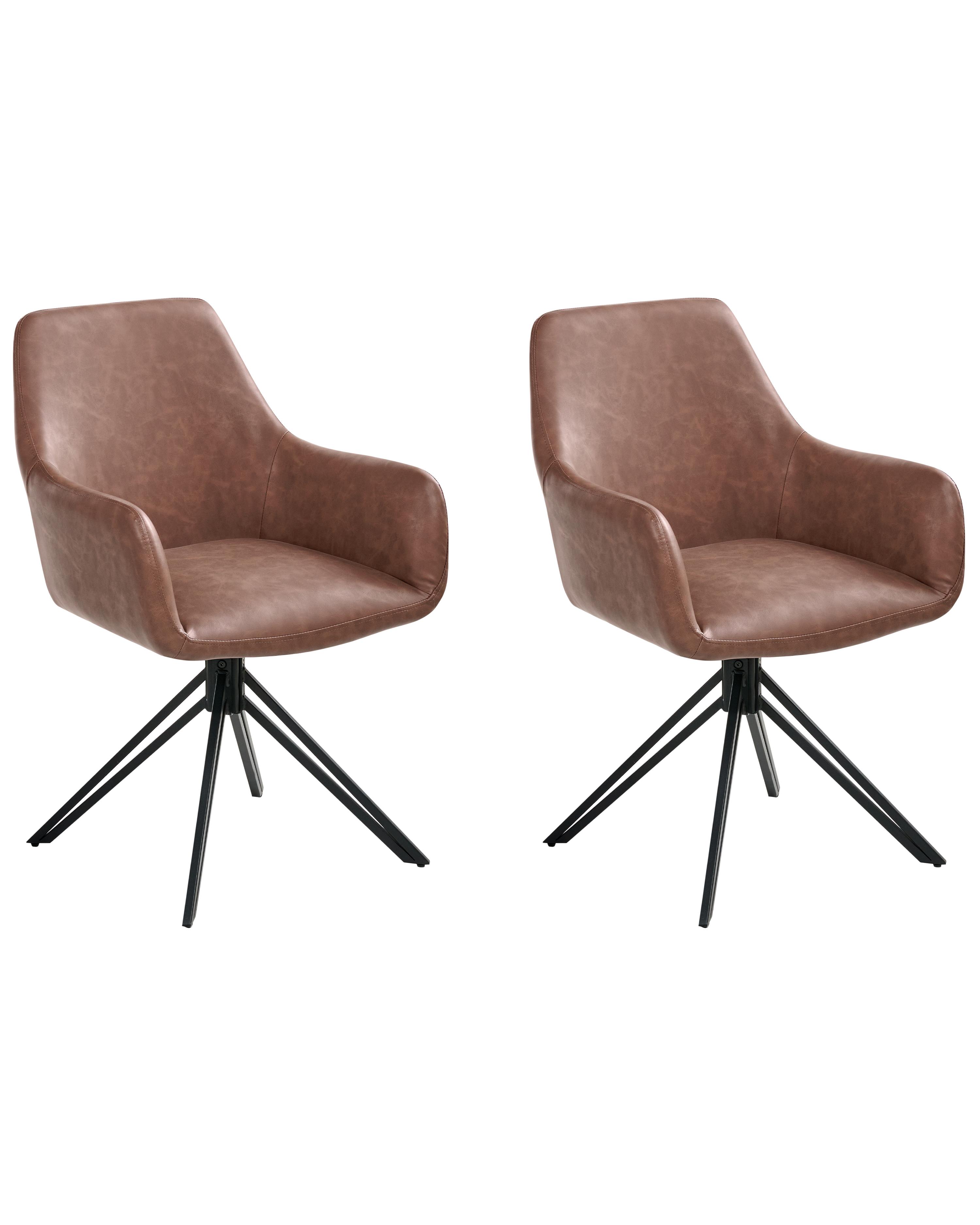 Set van 2 eetkamerstoelen SANSARC Kunstleer Bruin