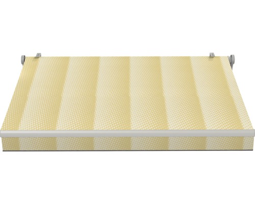 SOLUNA knikarmzonnescherm Trend 2,5x2 Stoffen design J201 Frame zilver geanodiseerd incl. motor, wandschakelaar, noodhandzwengel, zon- en windsensor