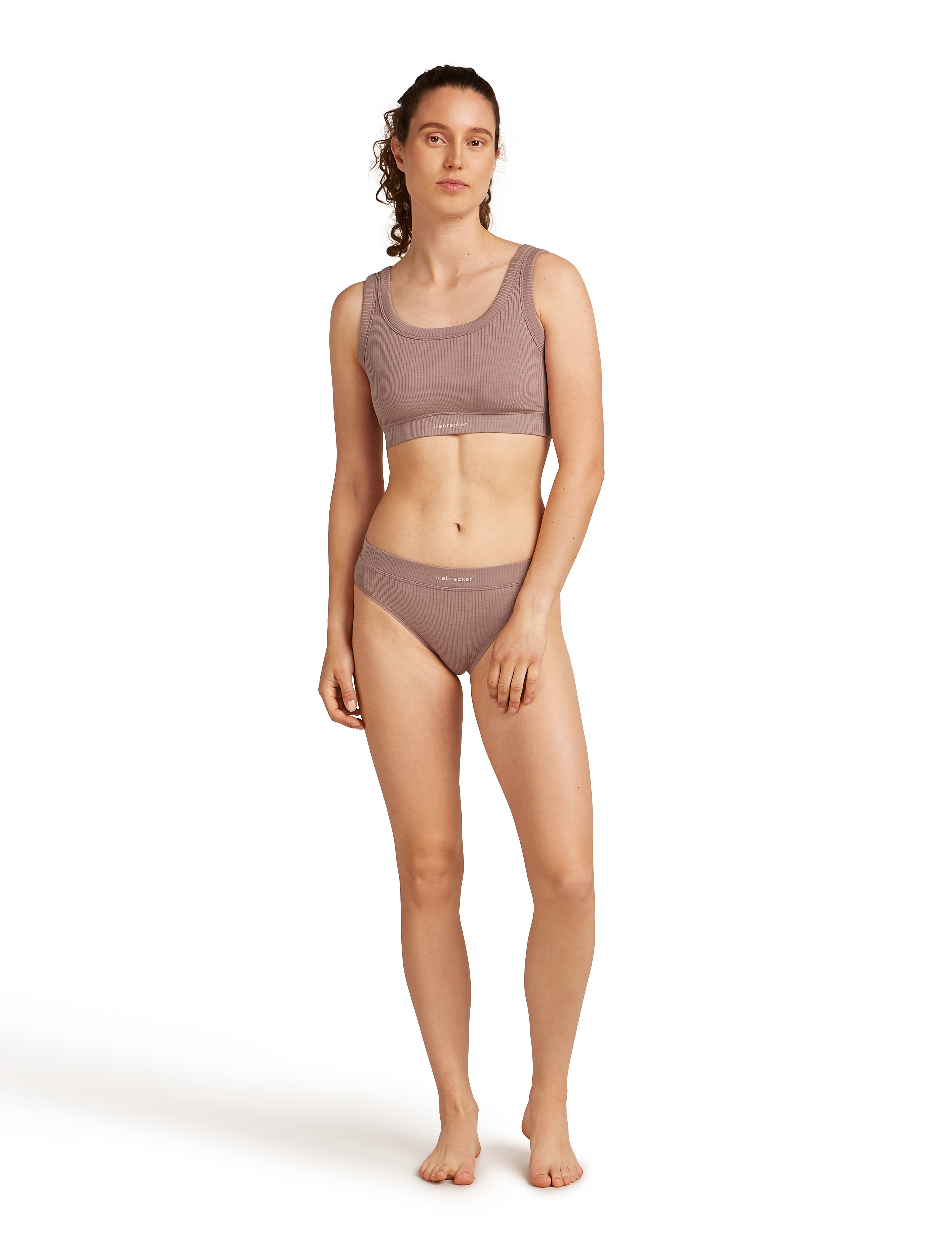 W Merino Blend Rib Lotus Bra