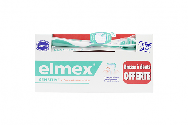 Dentifrice Sensitive 2x75ml & brosse à dents offerte