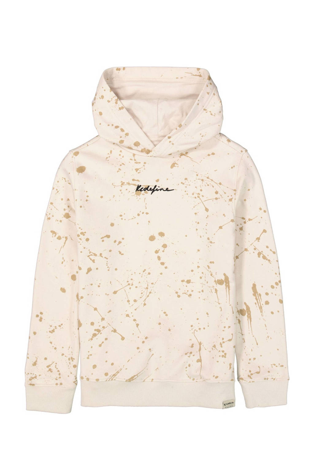 Garcia hoodie met all over print beige/bruin