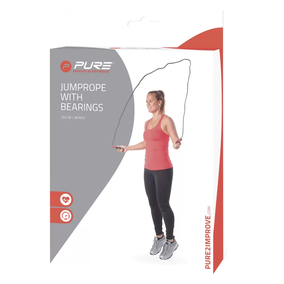 Springseil mit Kugellager Pure2Improve schwarz / rot