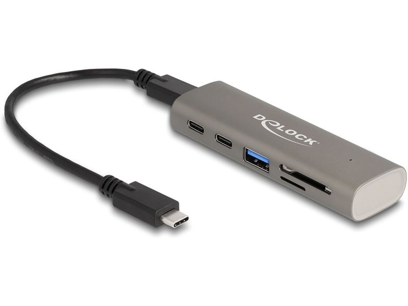 Delock USB-Hub 2x 10 Gbps USB Typ-C und 1 x USB Type-A Delock 3 Port USB 10 Gbps Hub inklusive SD und Micro SD Card Reader mit USB Type-C Anschluss