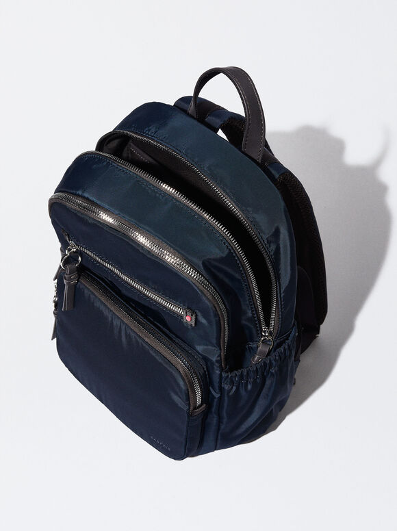 Mochila de nylon com pingente - Azul marinho