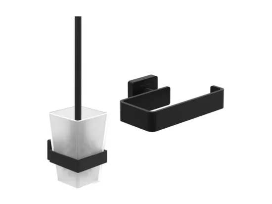 Dérouleur de papier toilette sans couvercle + Ensemble brosse WC VILLEROY ET BOCH Striking Chrome noir mat