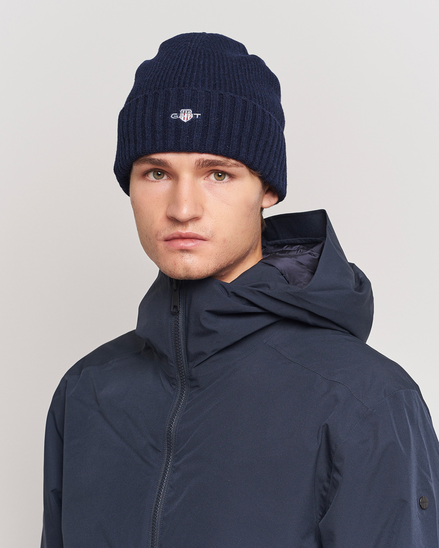 GANT Wool Lined Beanie Marine