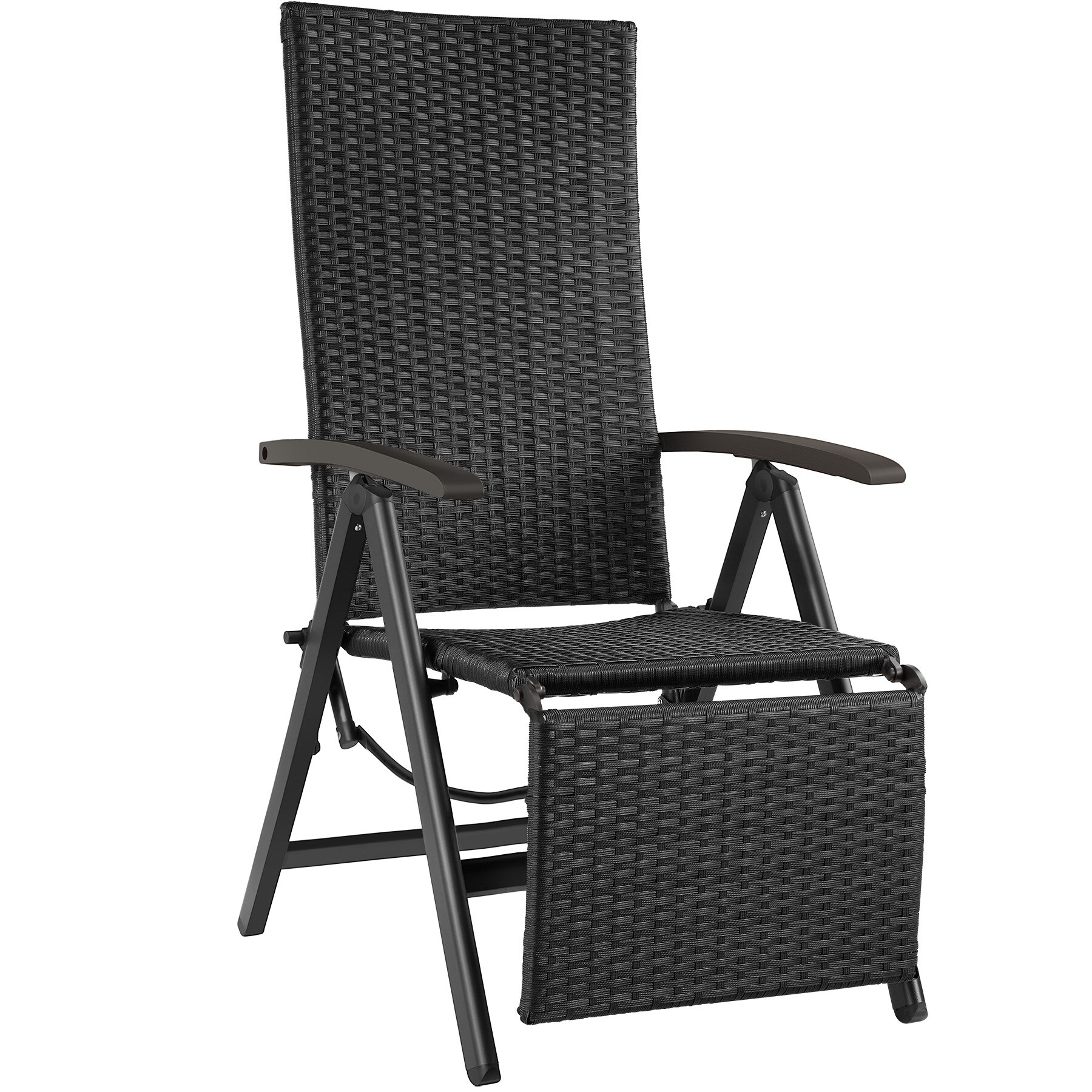 tectake® Rattanstuhl, mit Aluminiumgestell, wetterfest und UV-beständig, 58 x 77 x 113 cm