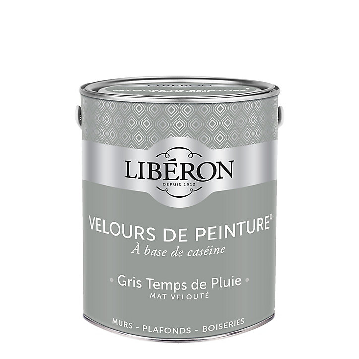 Peinture murs, plafonds et boiseries Velours de peinture gris temps de pluie Libéron 2,5L