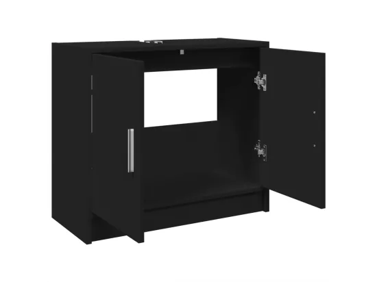 Armoire d'évier noir 63x29x55 cm bois d'ingénierie