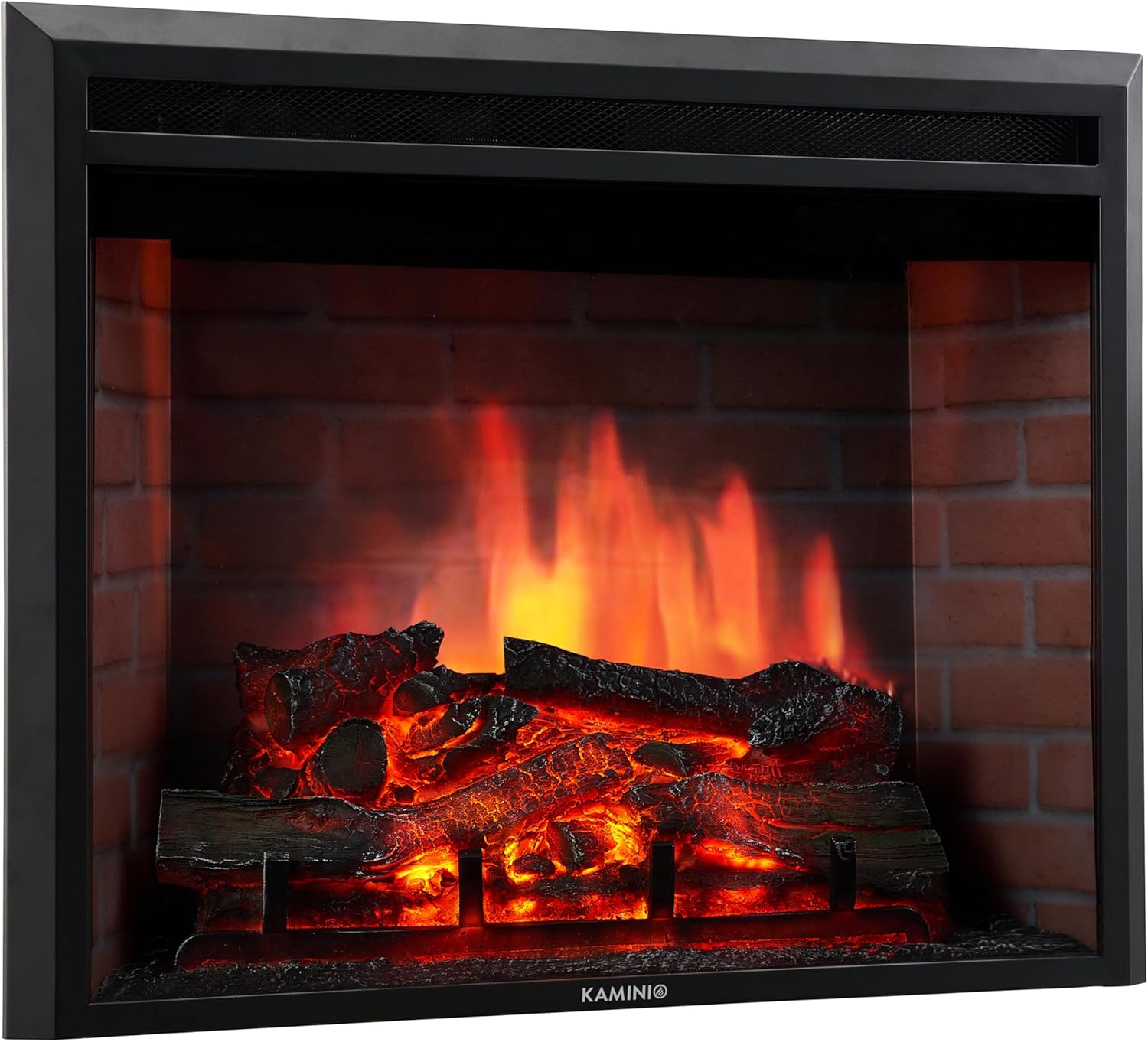 Elektrokamin Luca - Elektrischer Einbaukamin mit Heizung, 3D-Flammeneffekt, 12 Flammenfarben, Fernbedienung (23 Zoll)