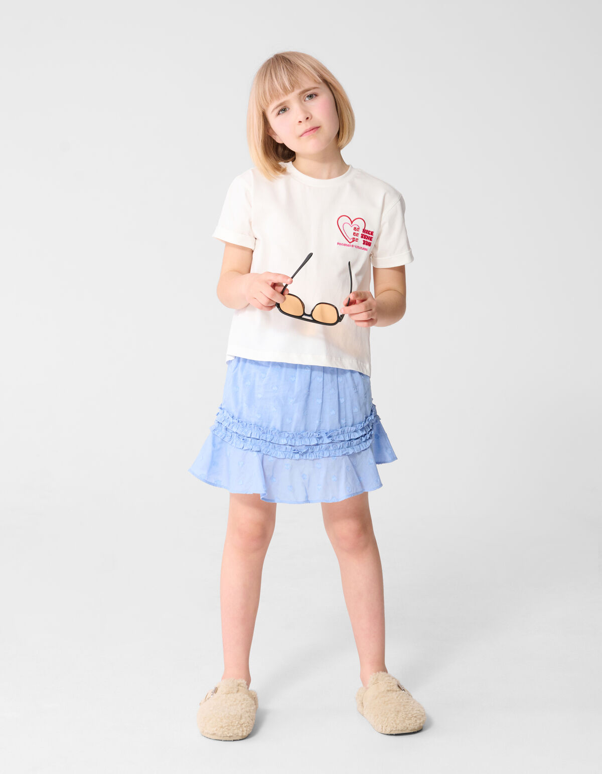 Ruffle Heart Mini Rok Lichtblauw