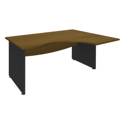 Bureau compact à droite DUAL - L160 cm - Pieds Anthracite - plateau imitation noyer (Pieds de renfort ou caisson bout de bureau obligatoire à rajouter - non inclus)