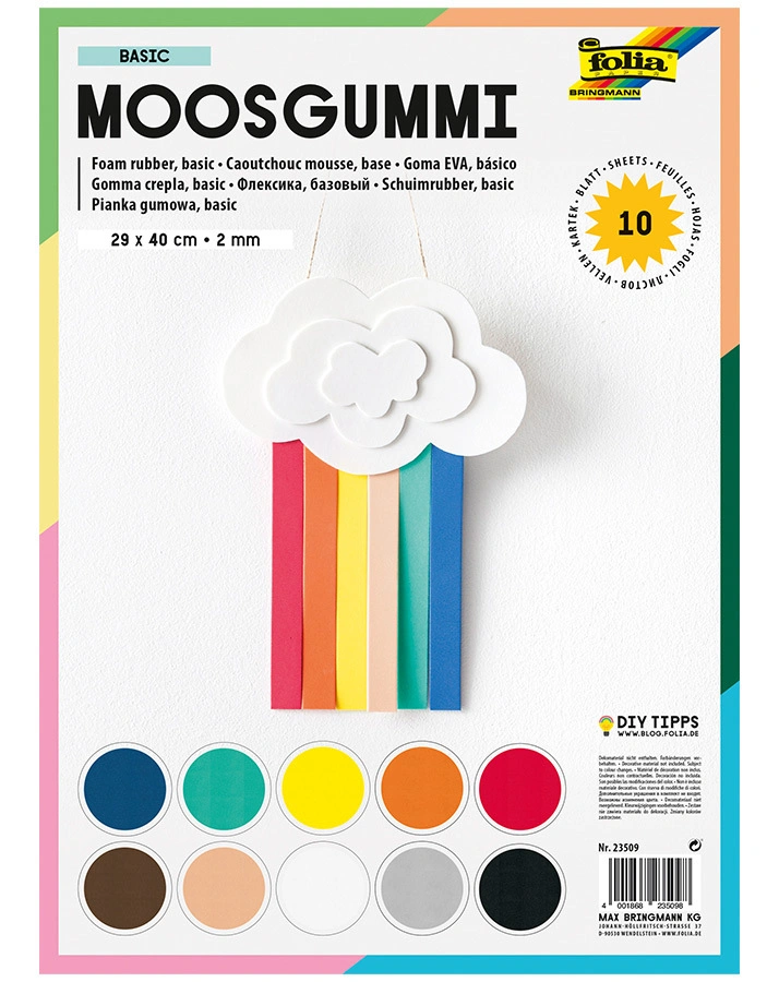 Moosgummi MULTI 10-teilig in bunt