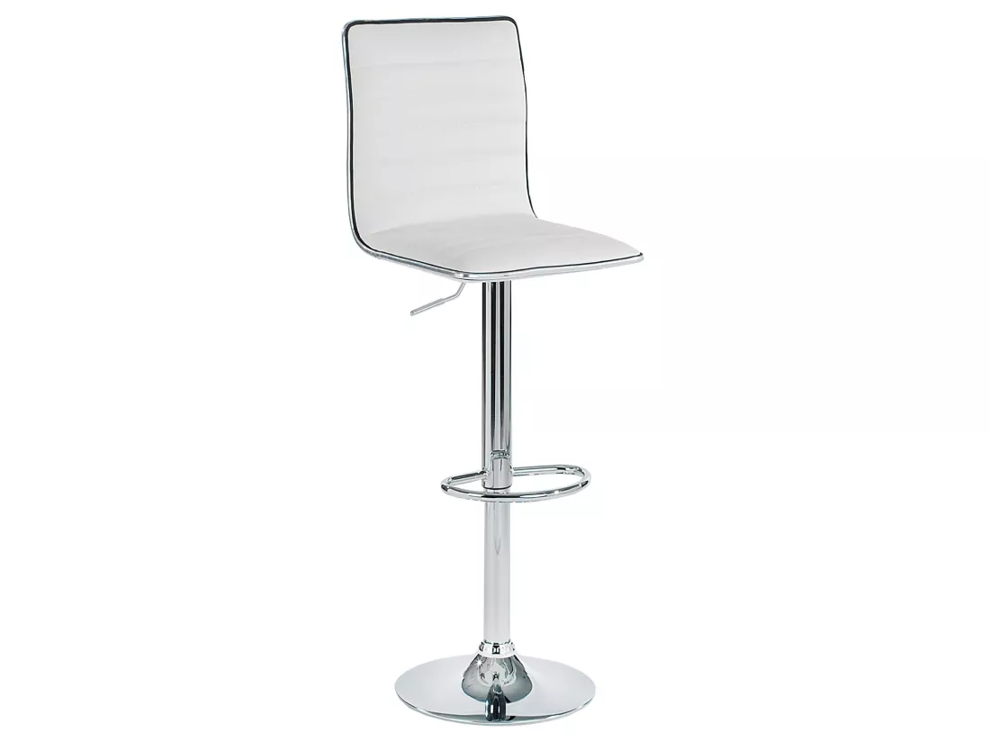 Lot de 2 tabourets de bar ROCA chaise haute droite pour cuisine/comptoir, réglable en hauteur et pivotante, en synthétique blanc