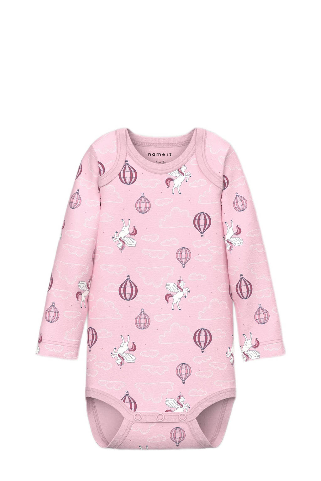 NAME IT romper NBFBODY - set van 3 unicorn roze/wit