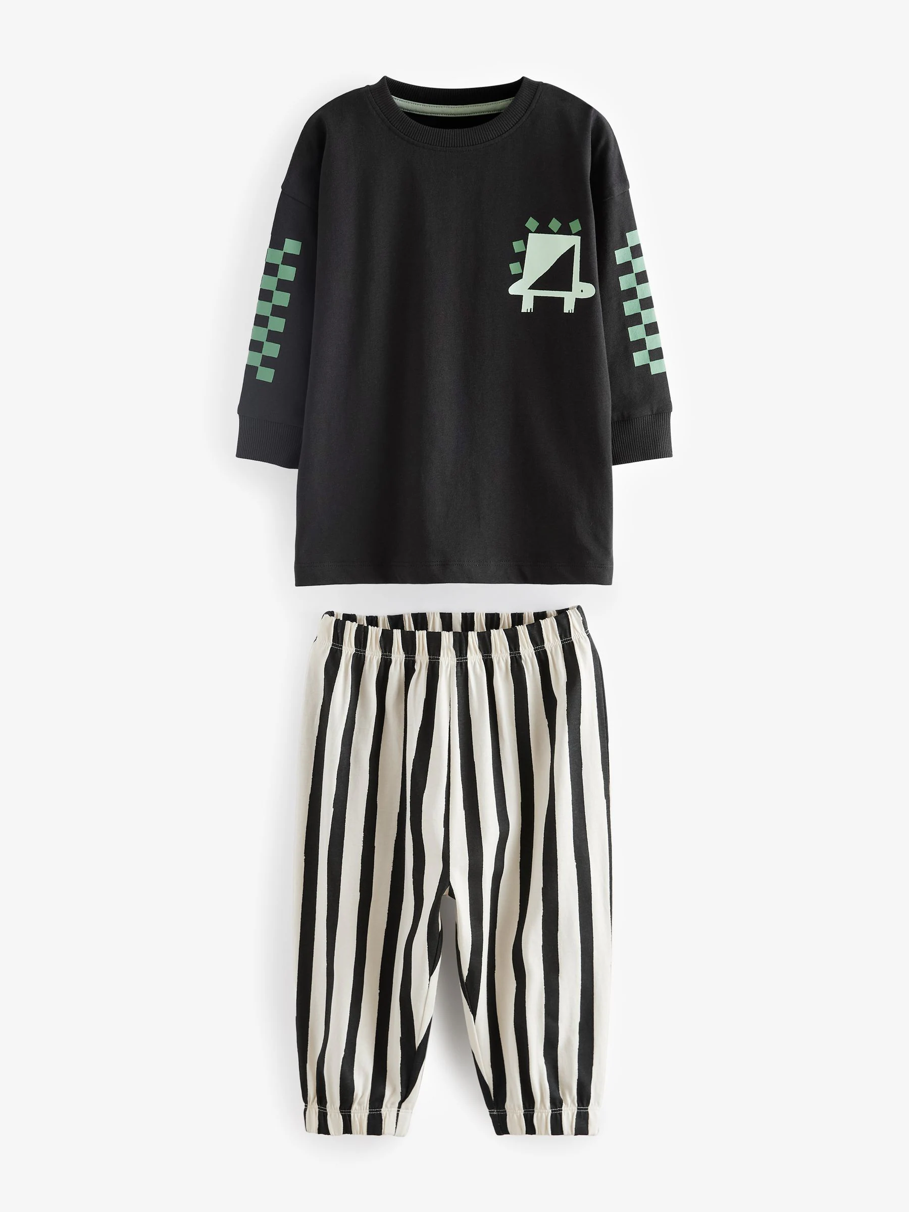 Groen/Zwart/Roestbruin met ruitpatroon - Verpakking van 3 oversized pyjama's 3 (9mnd -10jr)